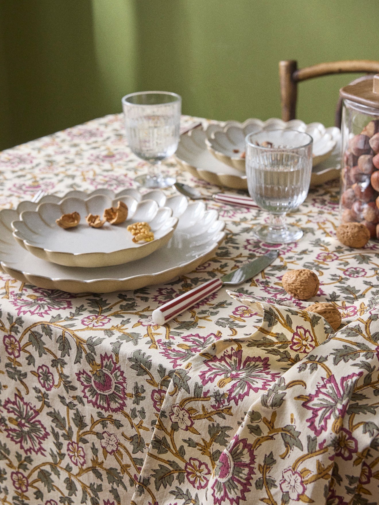 Floral Indian cotton tablecloth