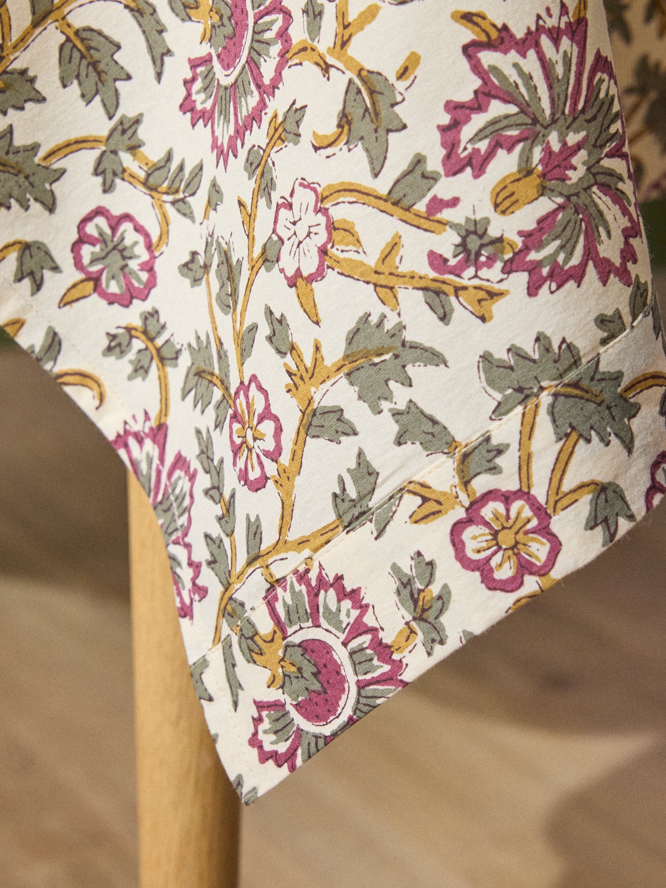 Floral Indian cotton tablecloth