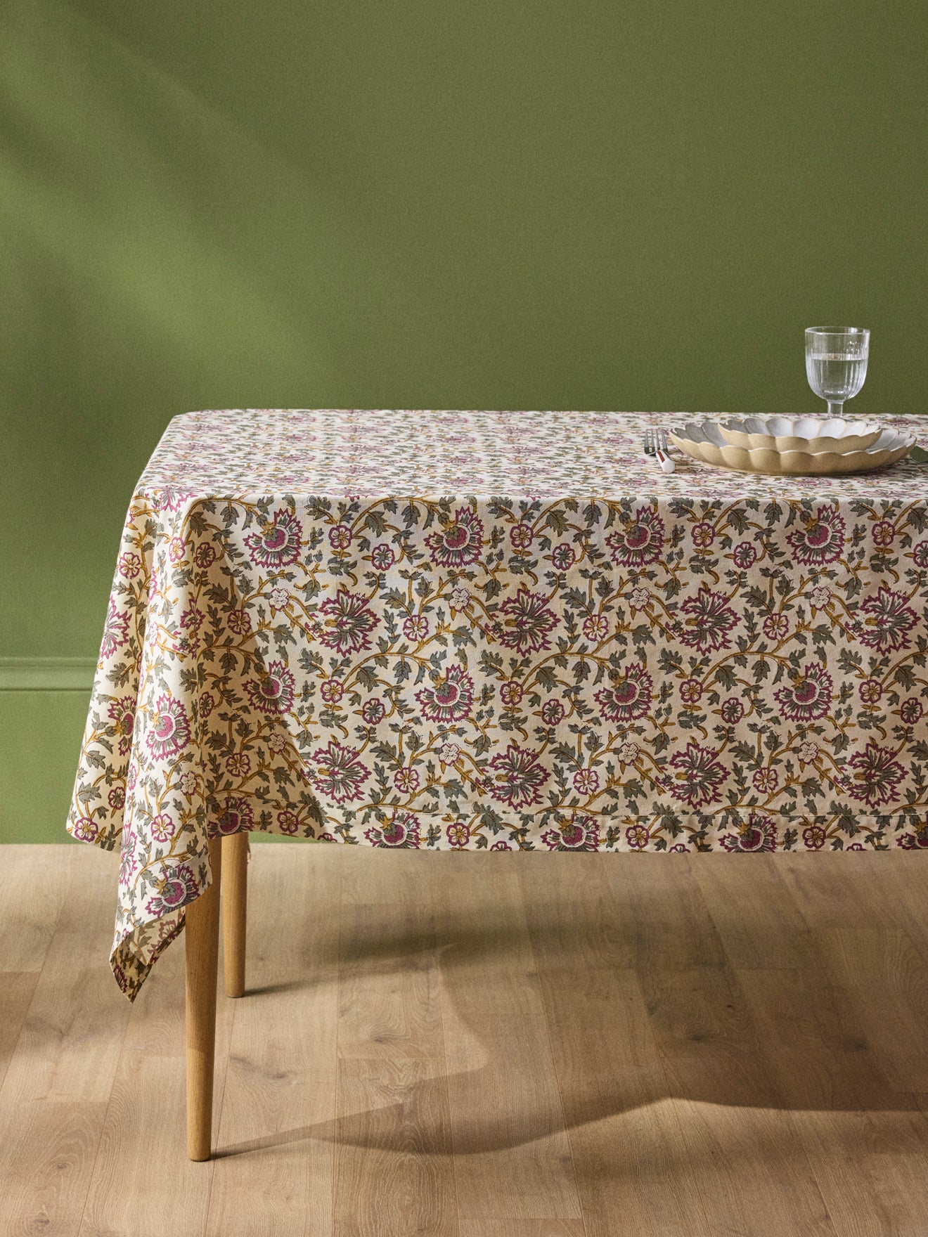 Floral Indian cotton tablecloth