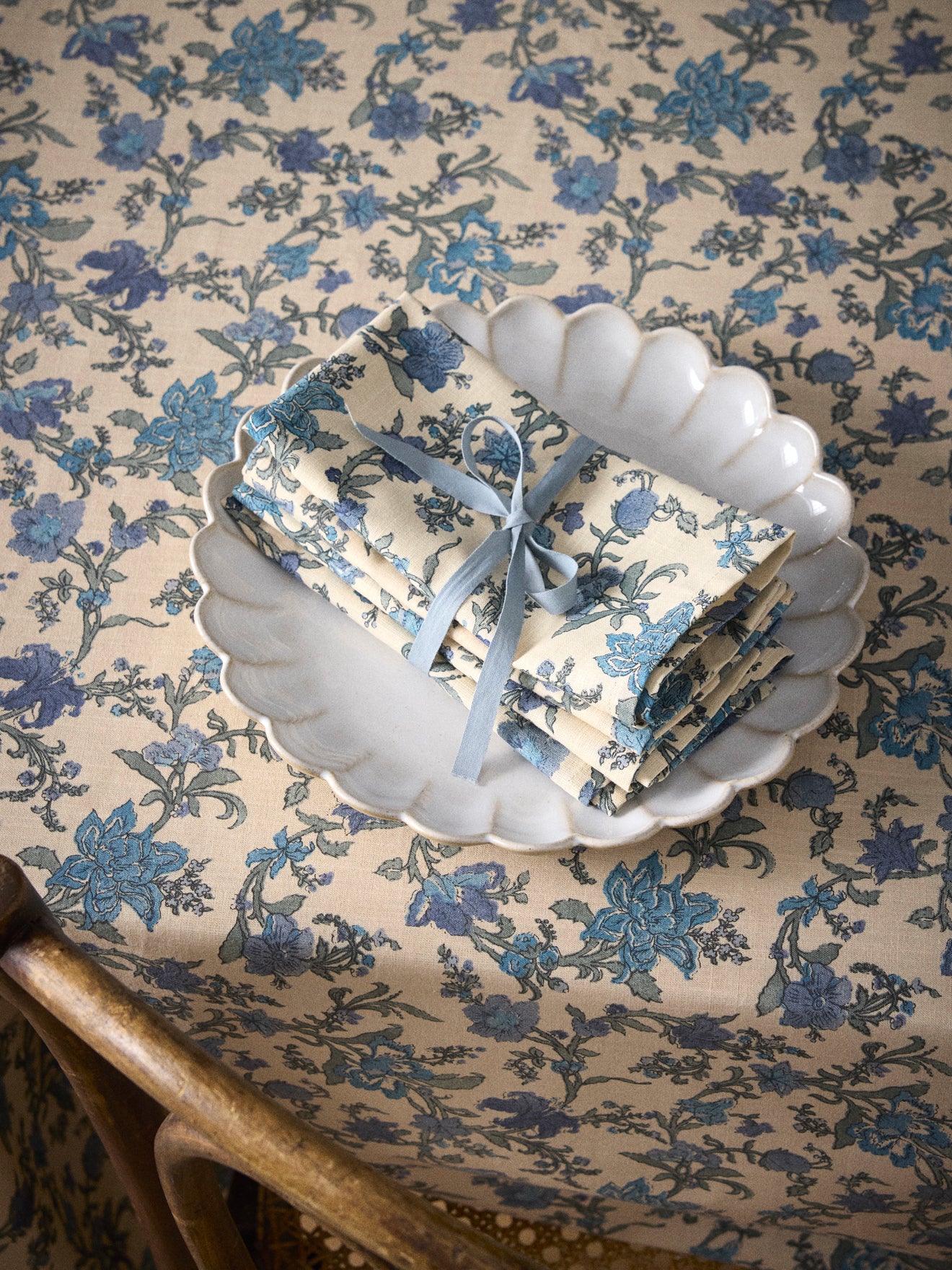 Set of 4 Aurore linen-look wefted cotton napkins