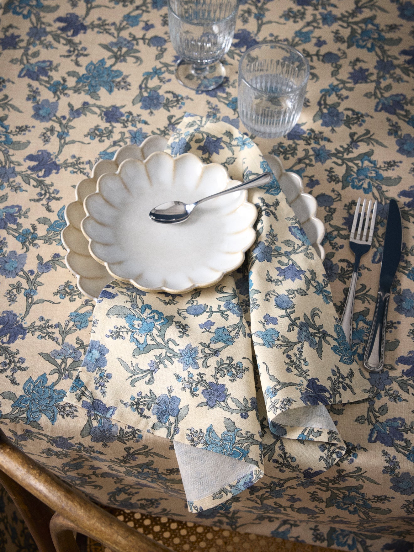 Set of 4 Aurore linen-look wefted cotton napkins