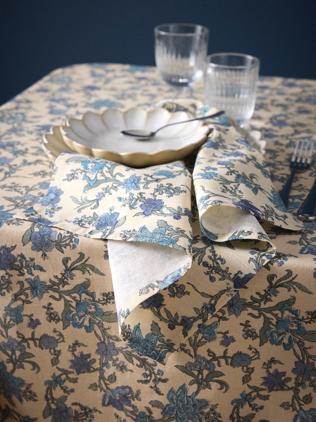 Set of 4 Aurore linen-look wefted cotton napkins