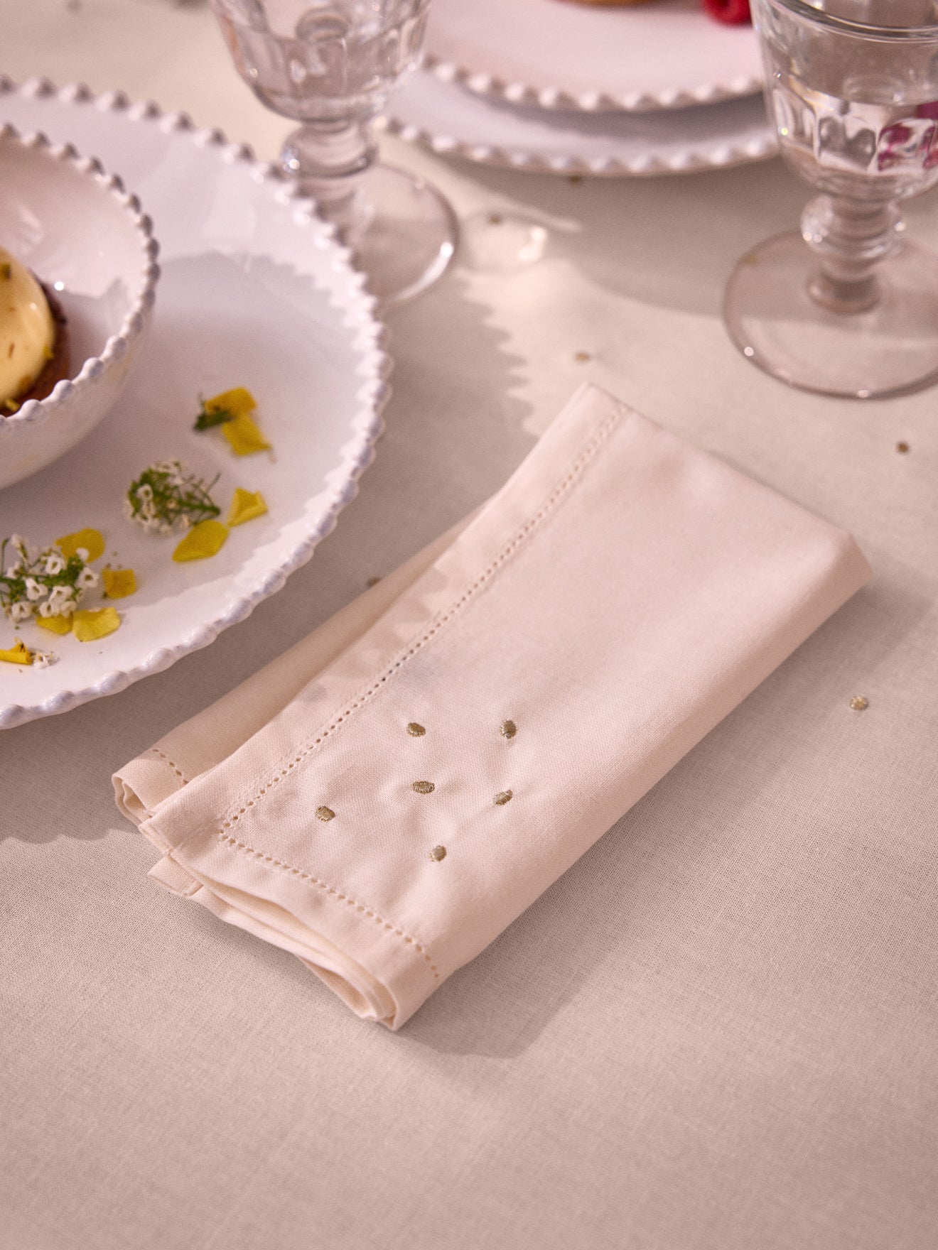 Serviettes de table coton aspect lin par lot de 4