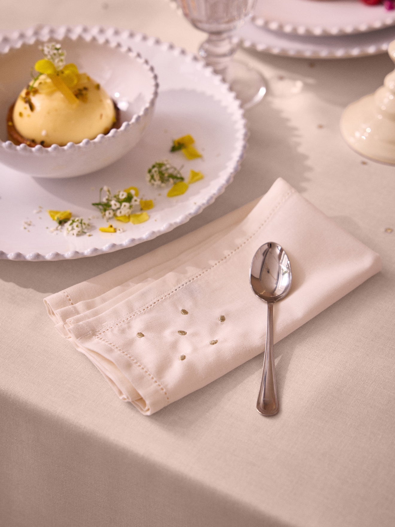 Serviettes de table coton aspect lin par lot de 4