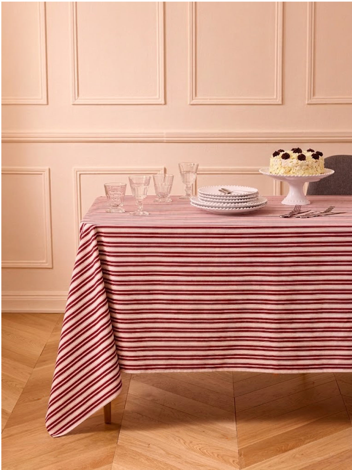 Nappe rayée en coton tramé
