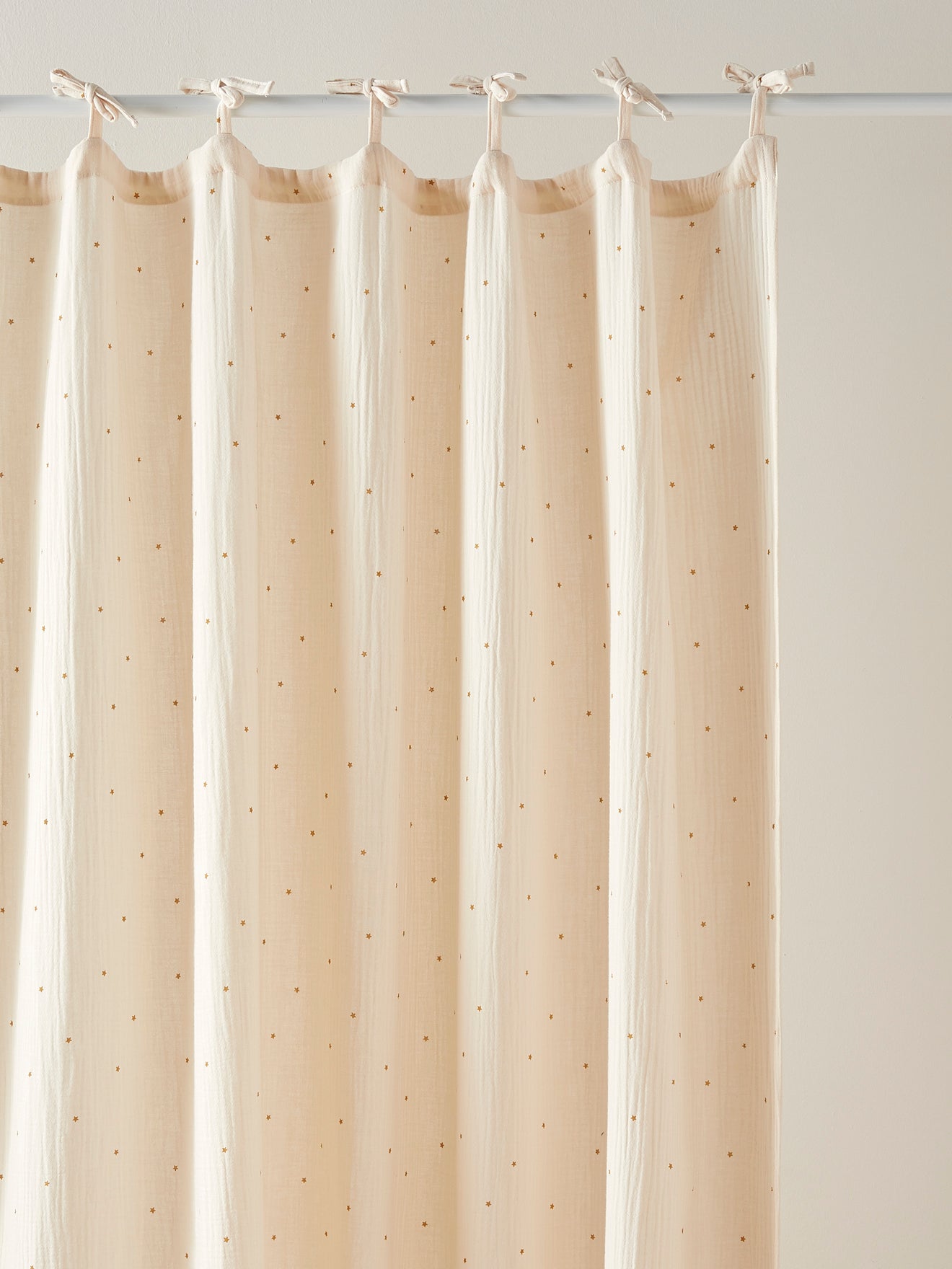 Cheesecloth curtain with ties