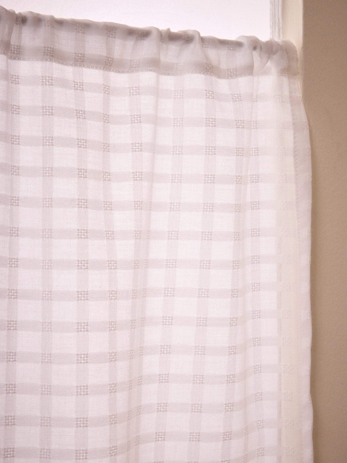 Tone-on-tone check voile café curtains