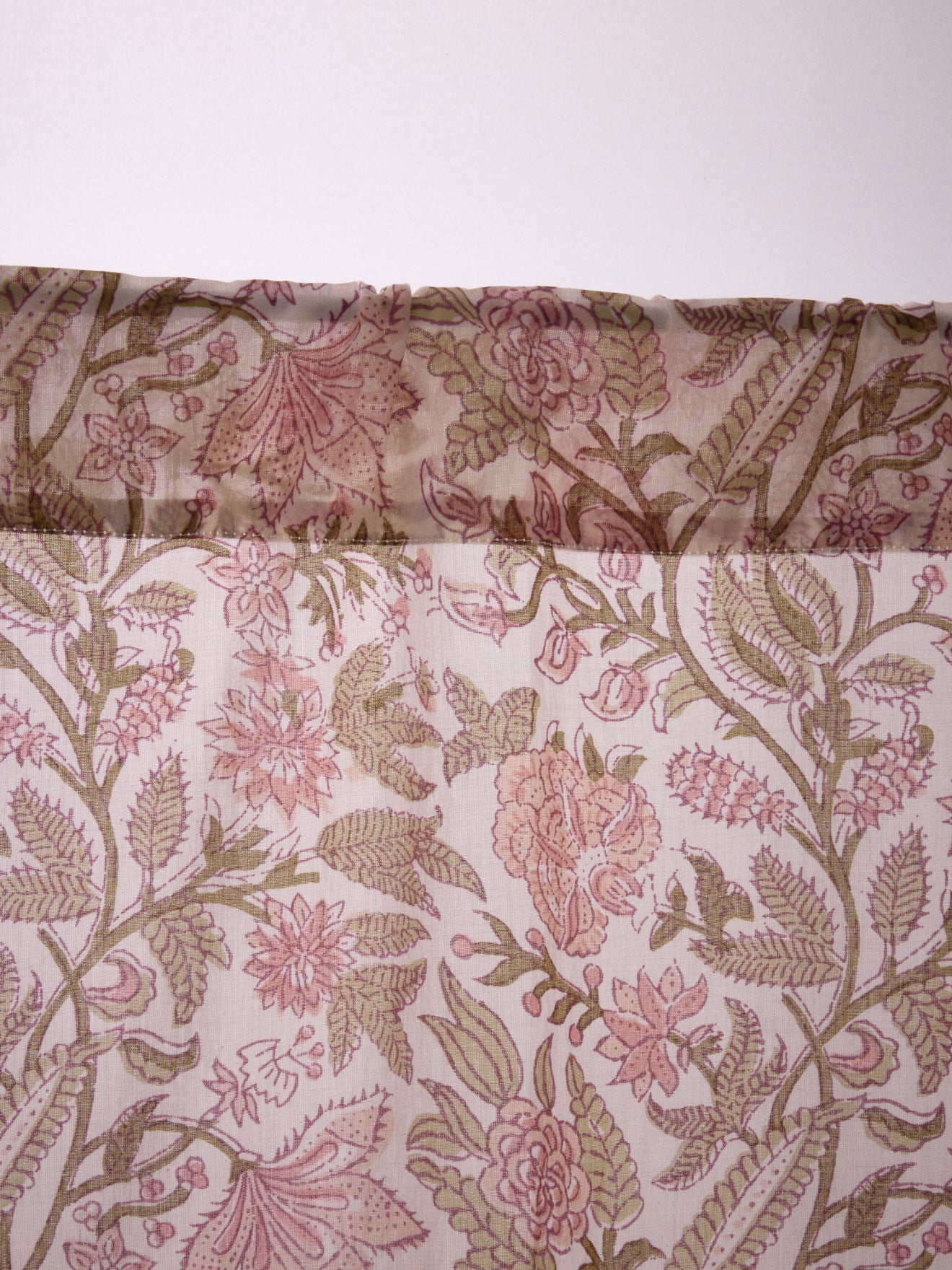 Rosa-print Indian cotton café curtain
