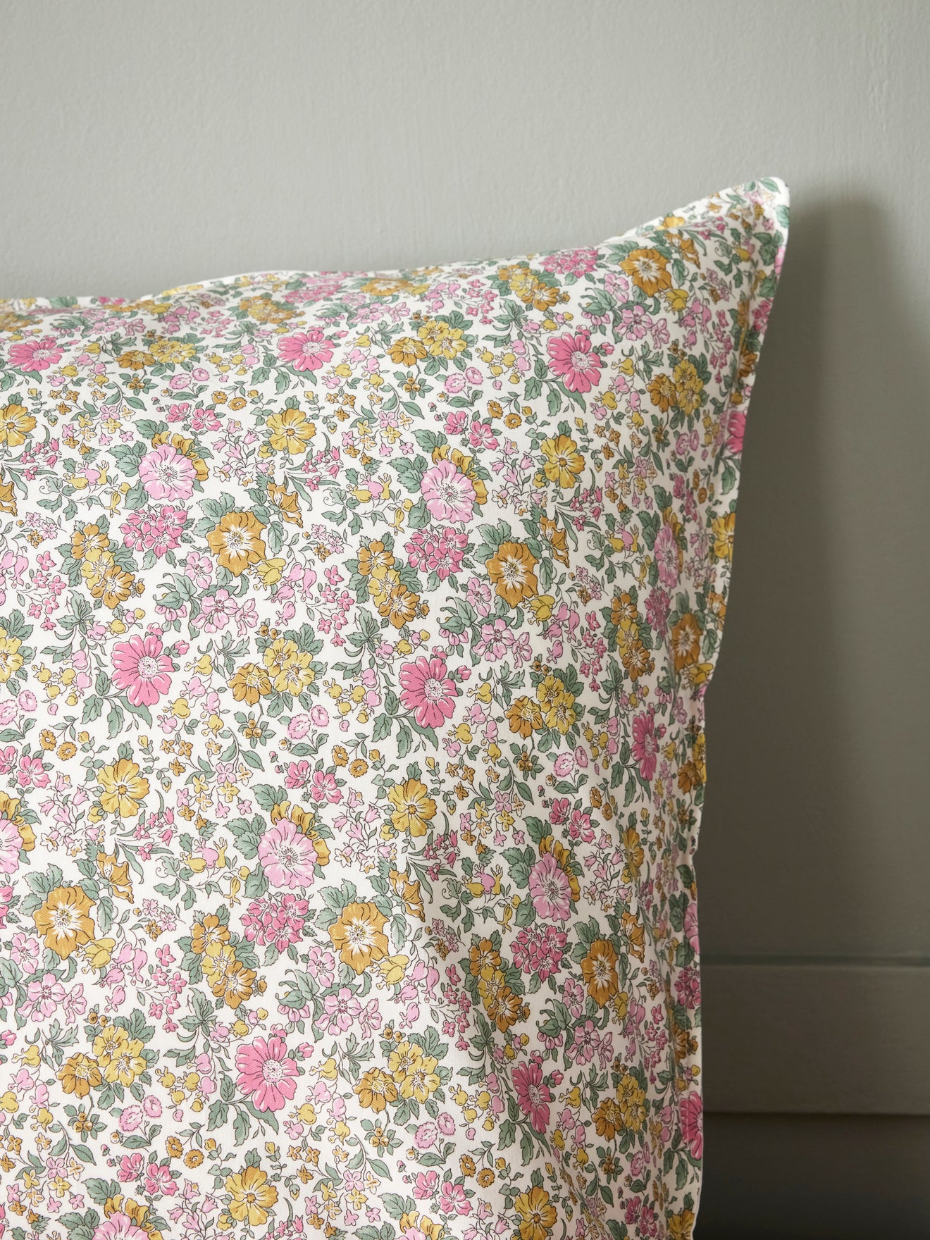 Clare Rich motif pillowcase made with Liberty fabric