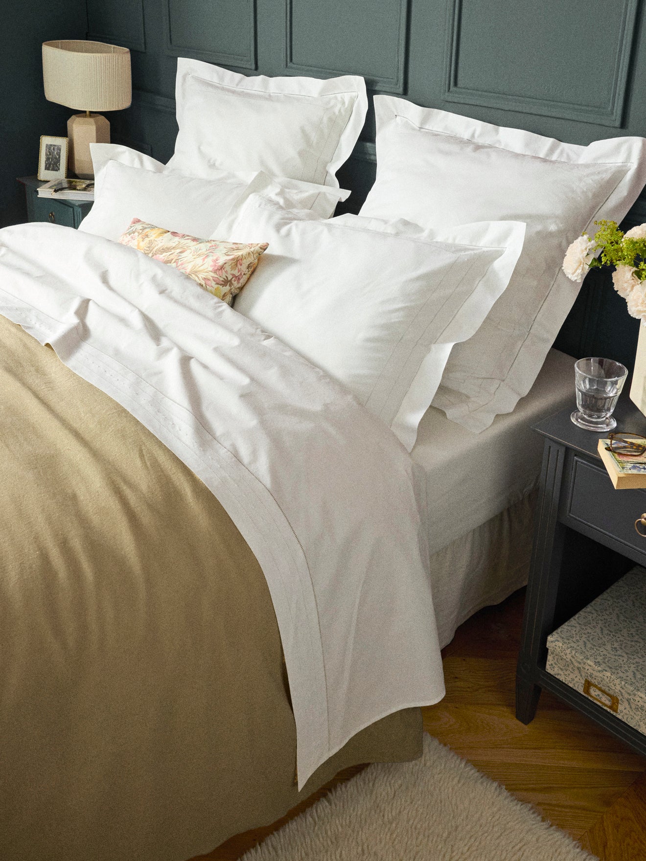 Aglae embroidered cotton percale pillowcase.