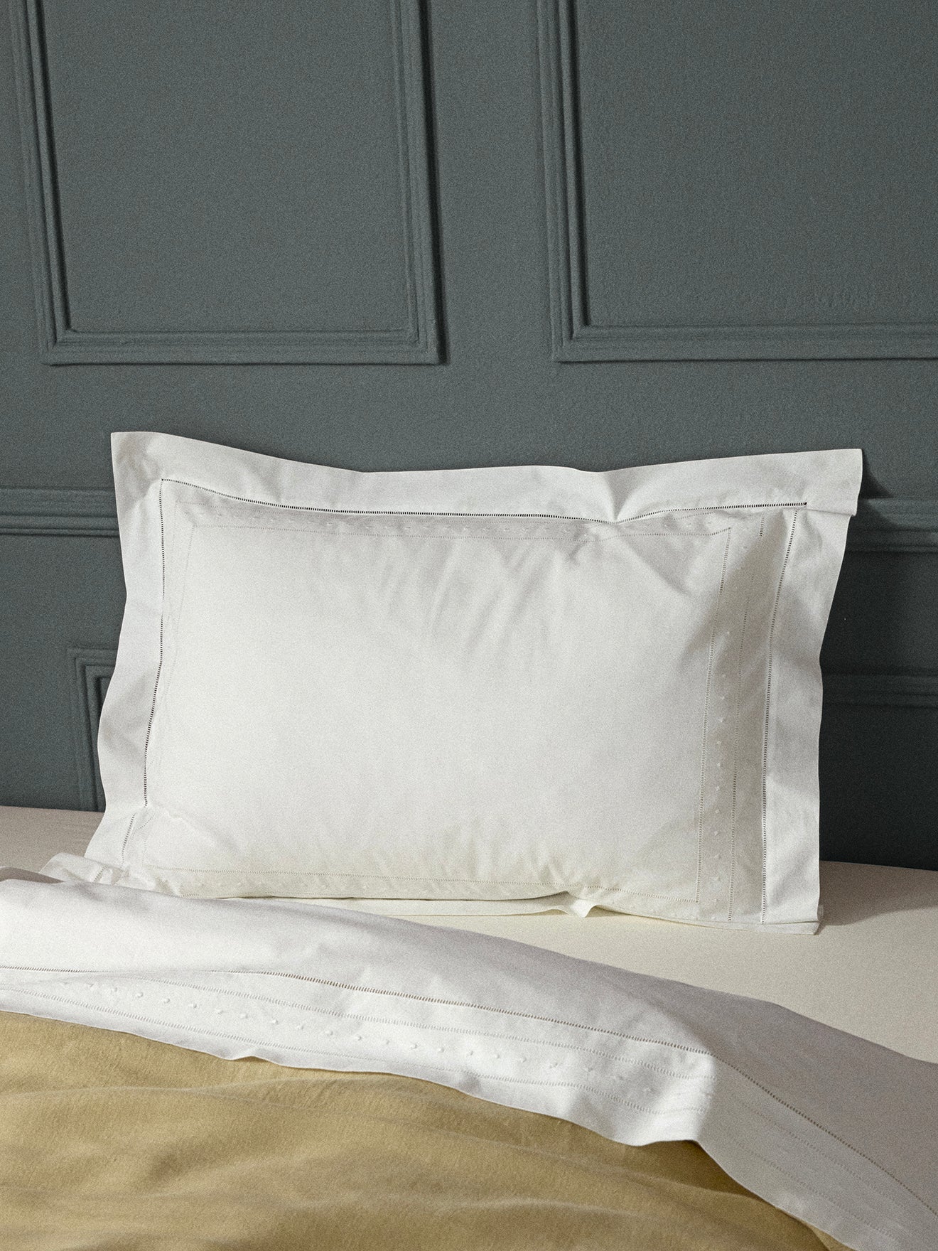 Aglae embroidered cotton percale pillowcase.