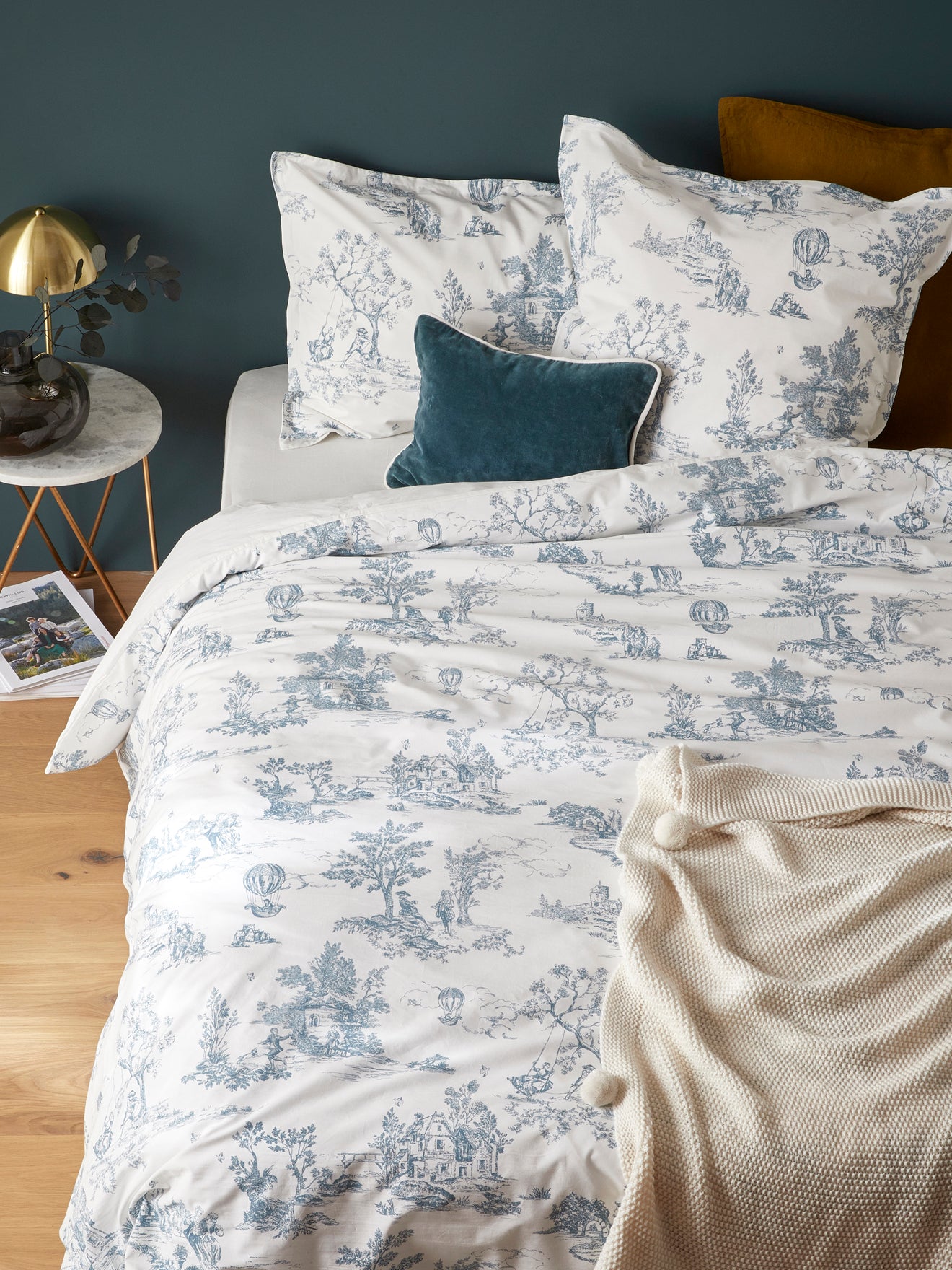 Drap-housse uni percale de coton "Esprit Toile de Jouy"