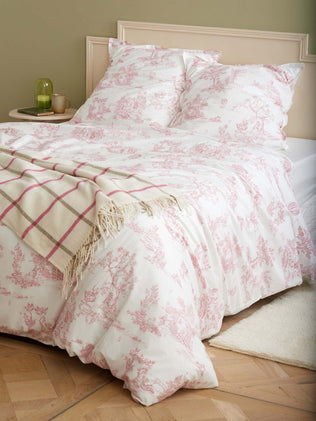 Toile de Jouy inspired cotton percale duvet cover