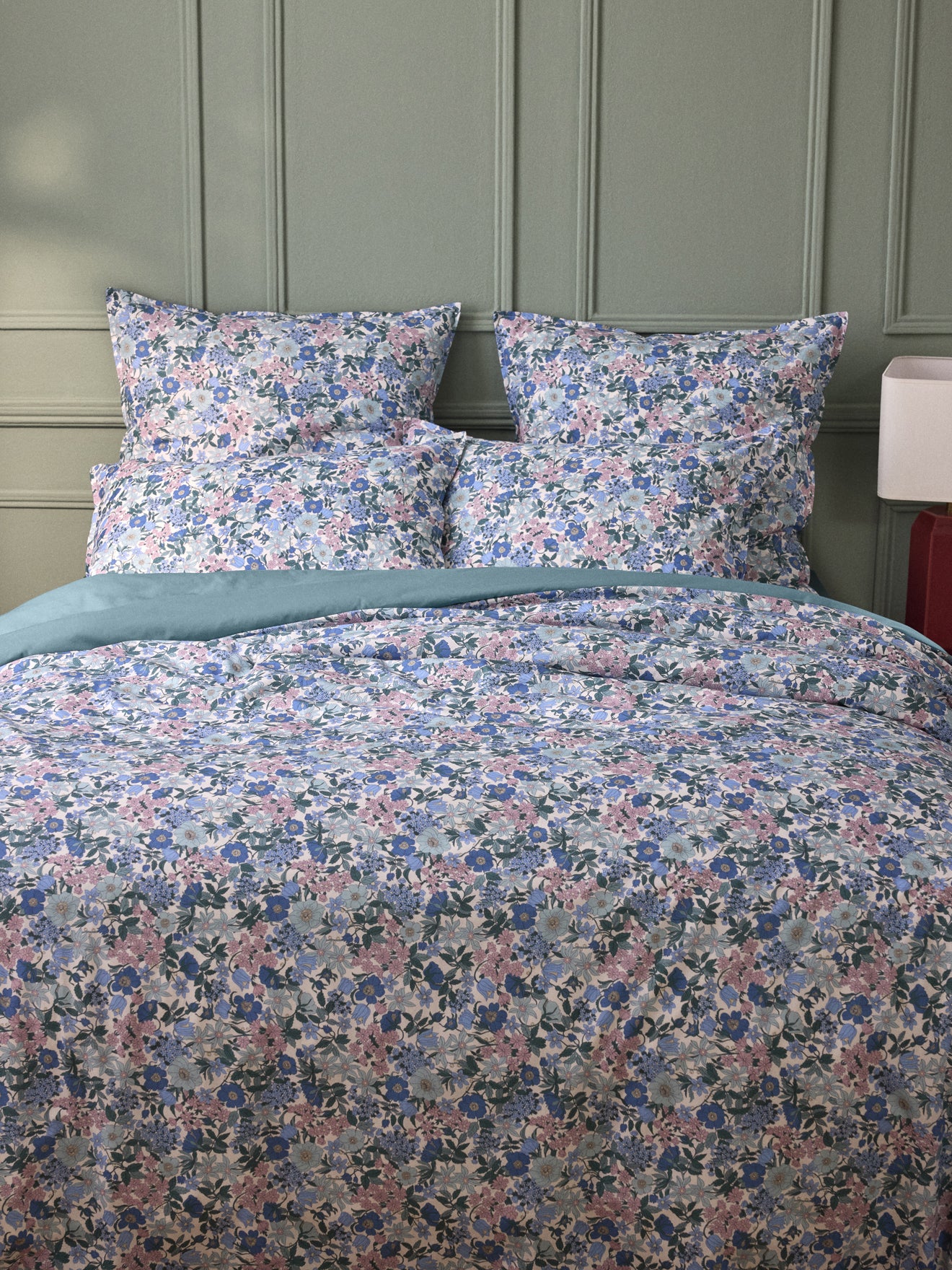 Housse de couette percale de coton et tissu Liberty