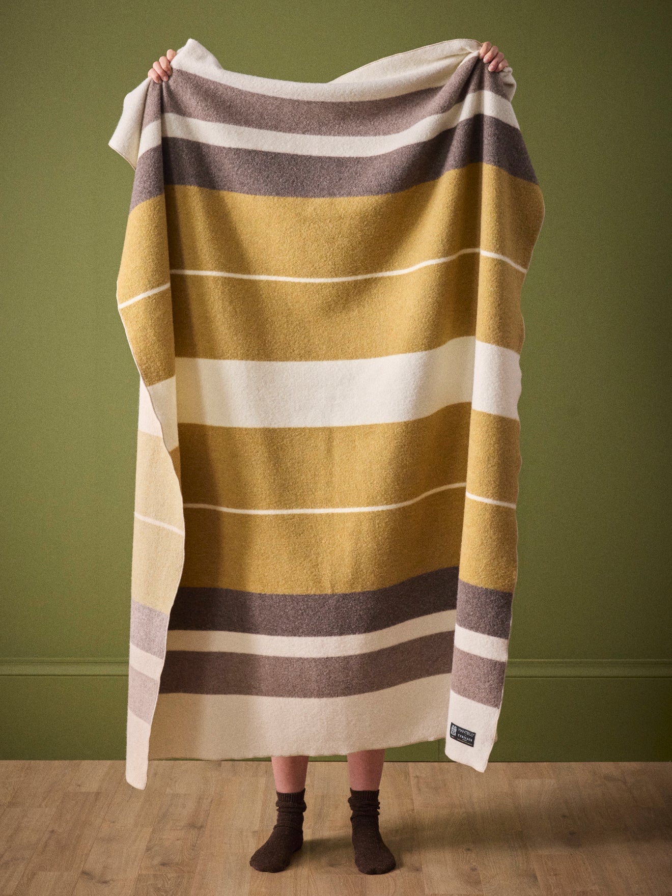 Wool-rich striped throw
