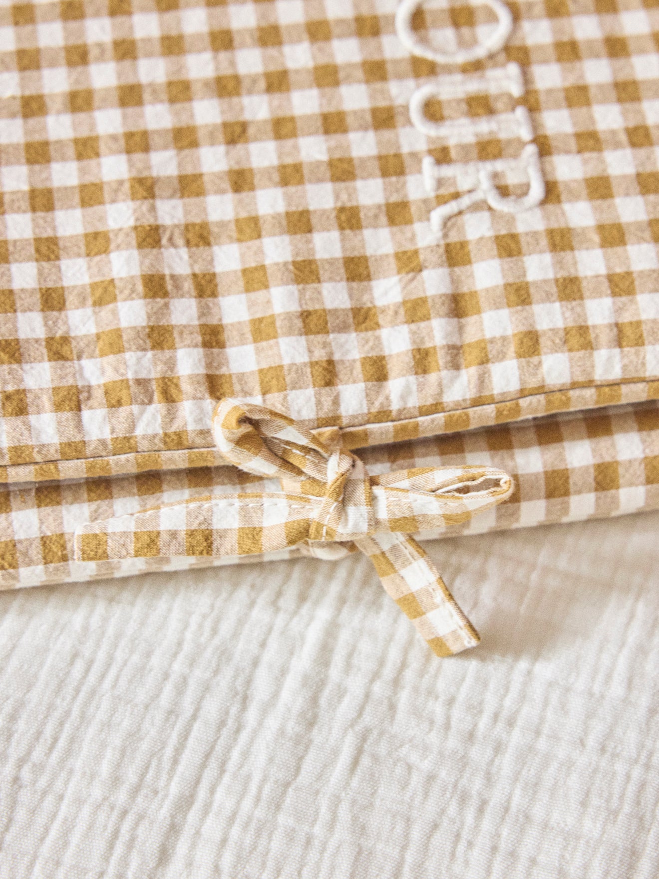 Medical record booklet with gingham check gauze