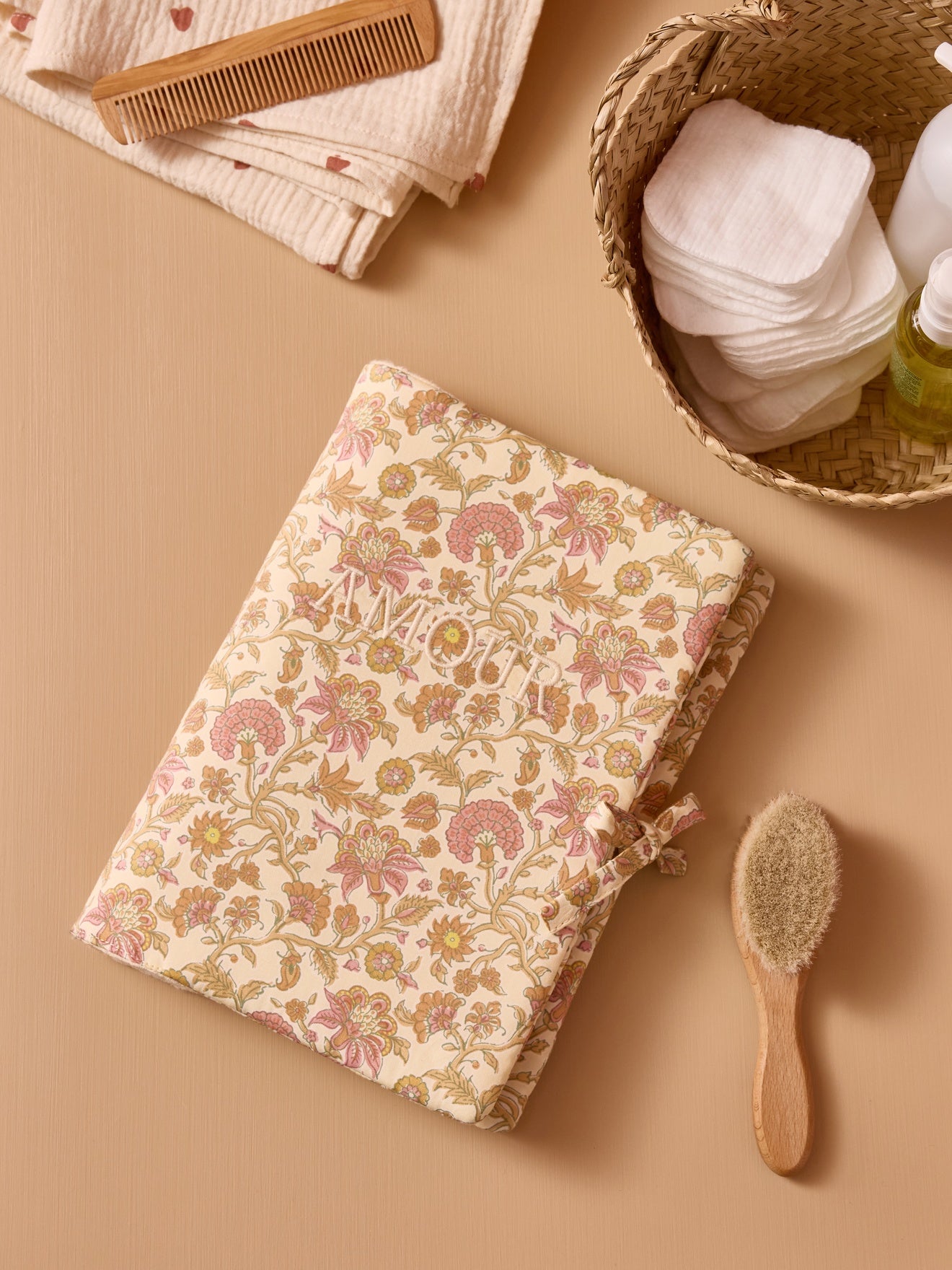 Medical record booklet gingham check gauze cover