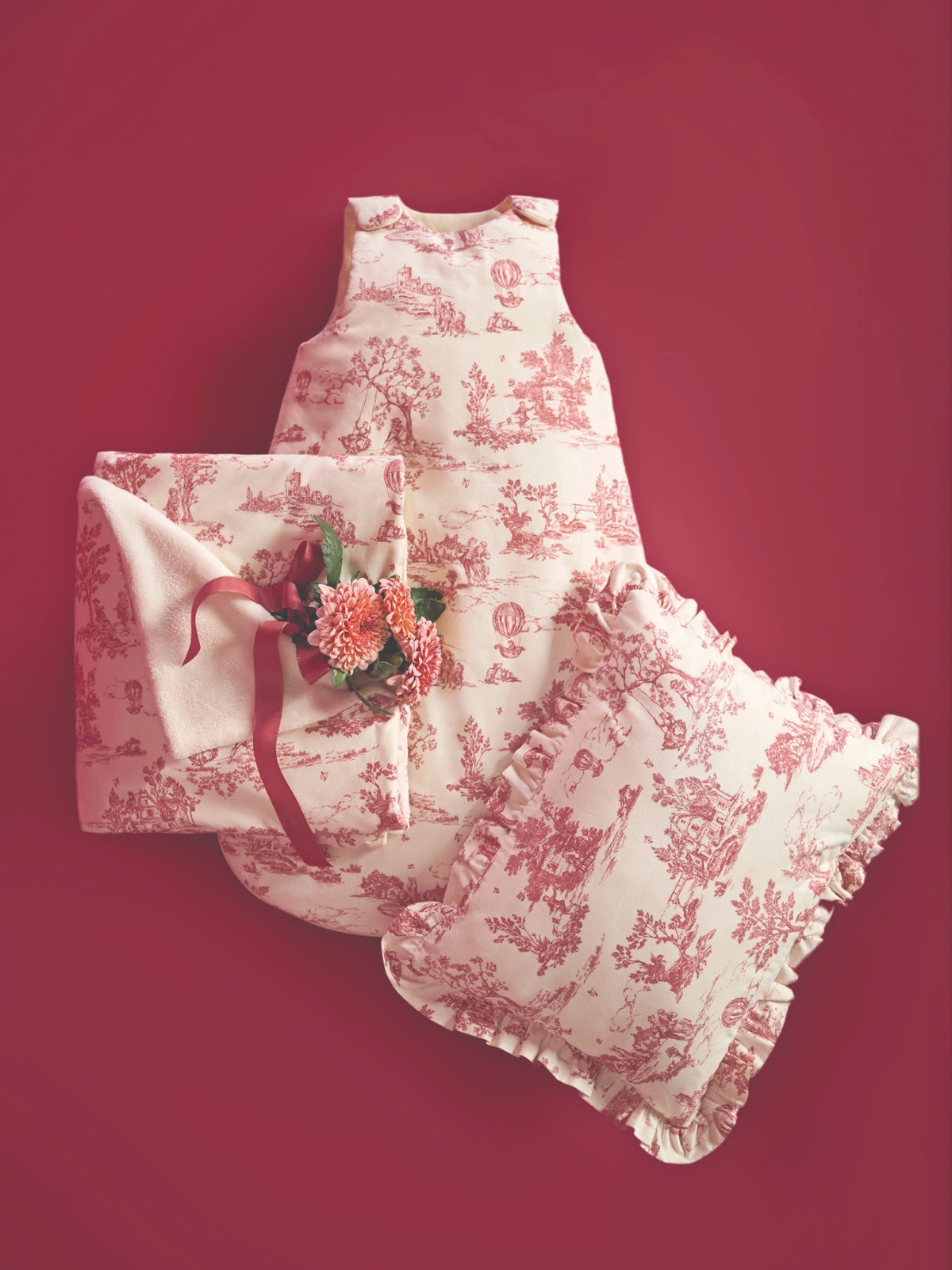 Plaid réversible esprit toile de Jouy