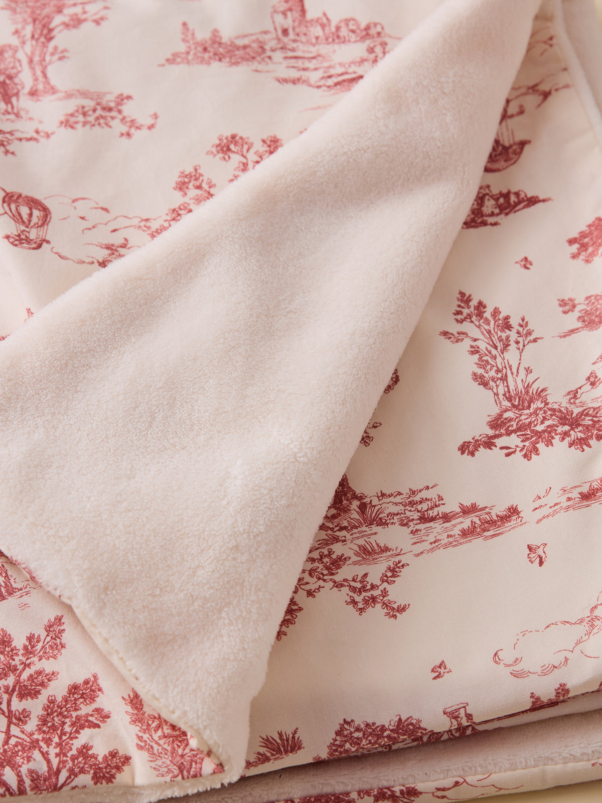 Plaid réversible esprit toile de Jouy