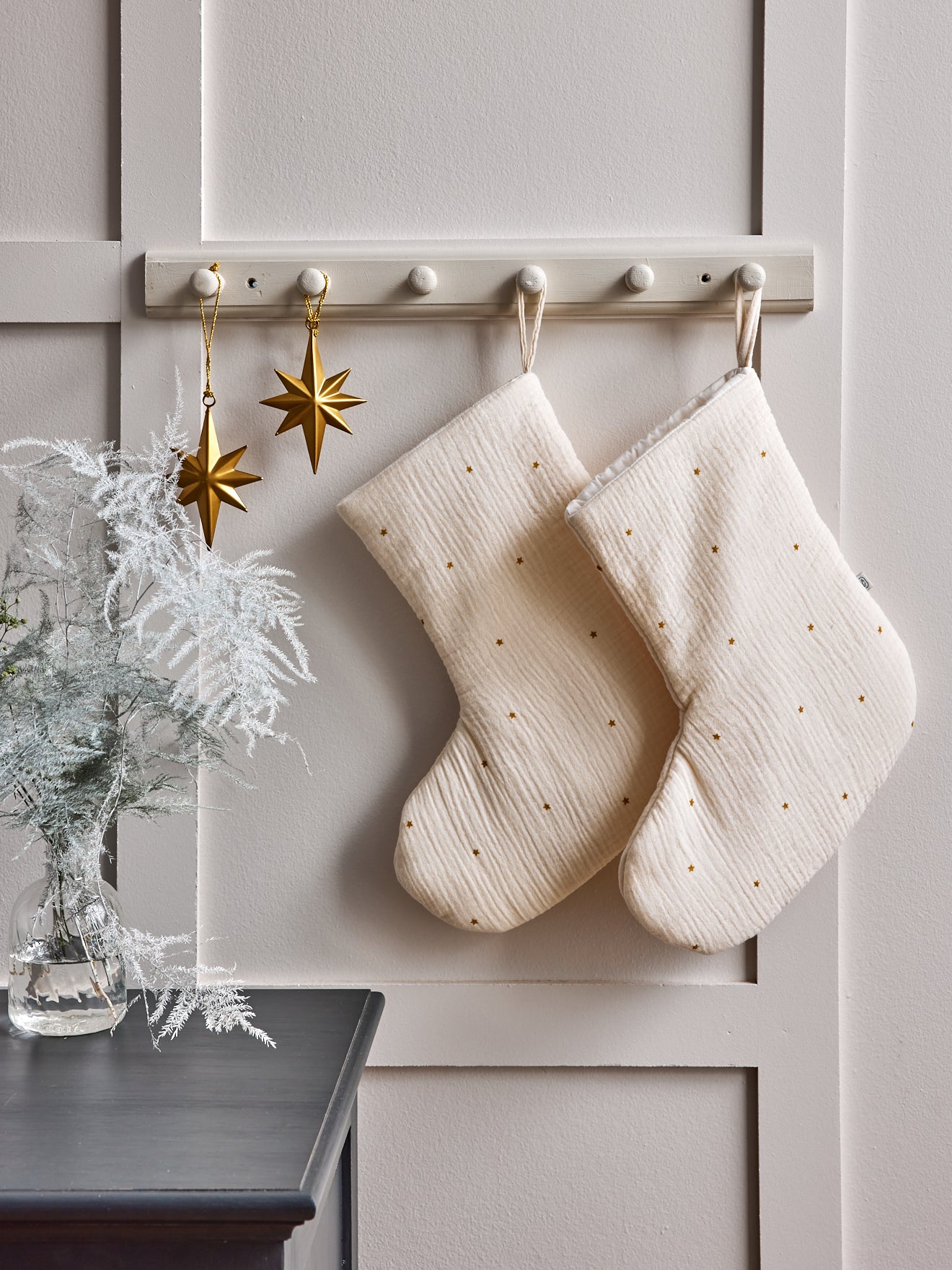 Cotton gauze Christmas stocking set of 2