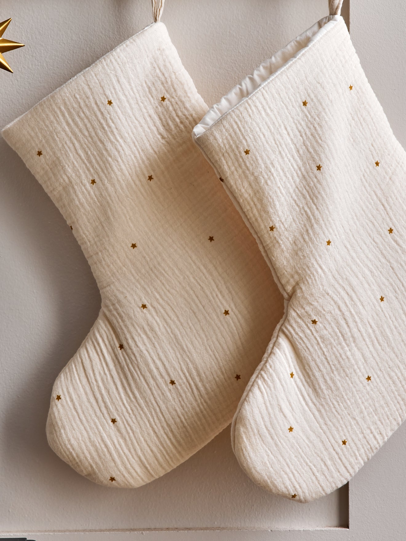 Cotton gauze Christmas stocking set of 2