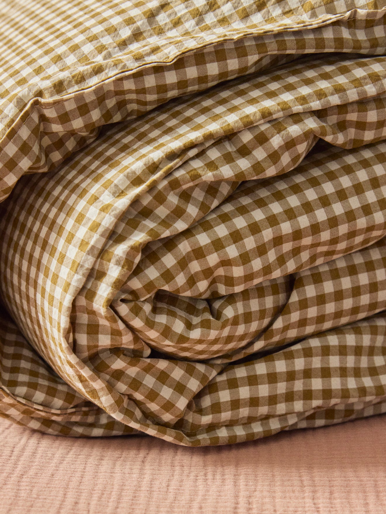 Gingham check cotton comforter