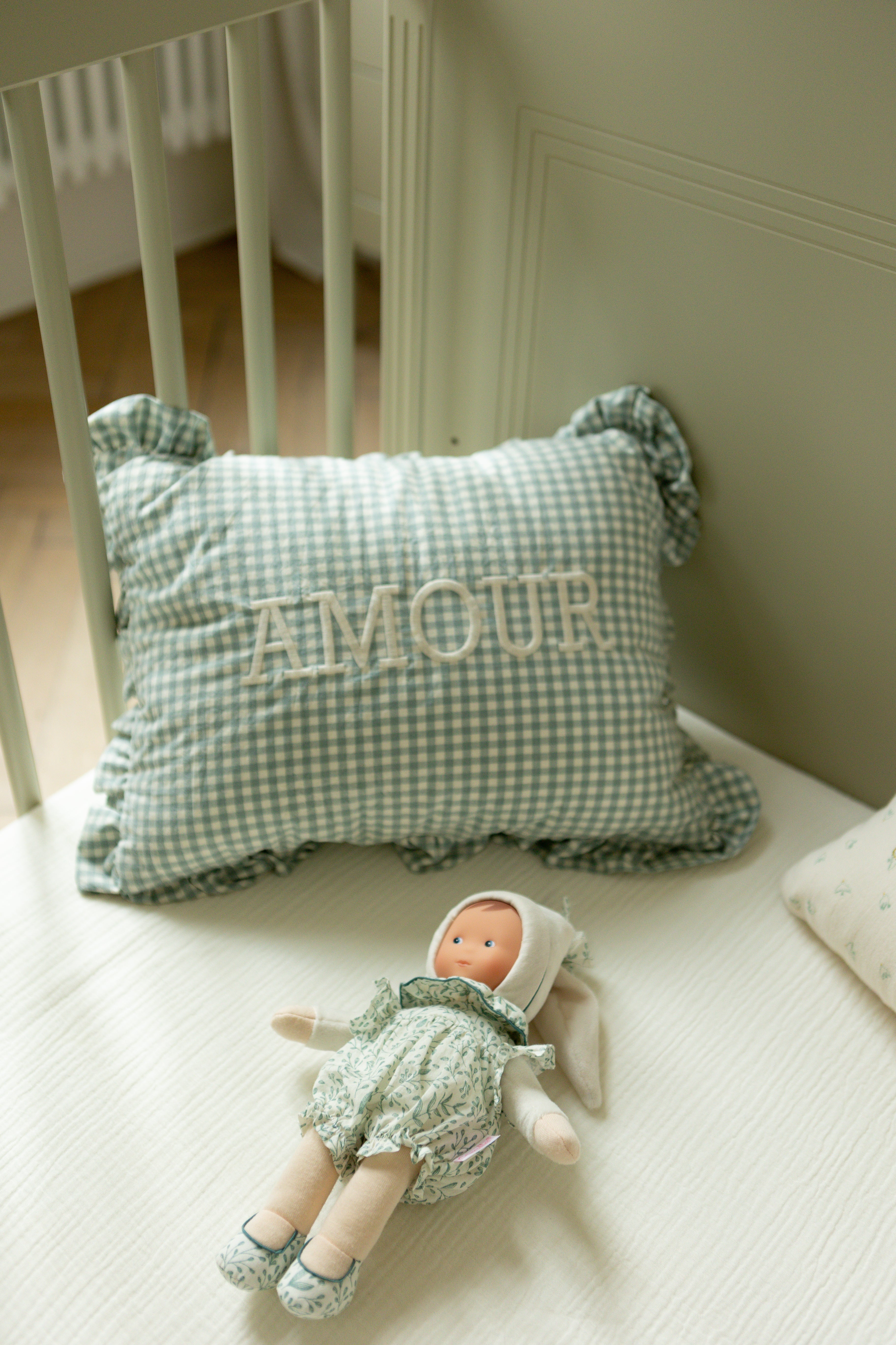 Coussin "Amour" imprimé vichy