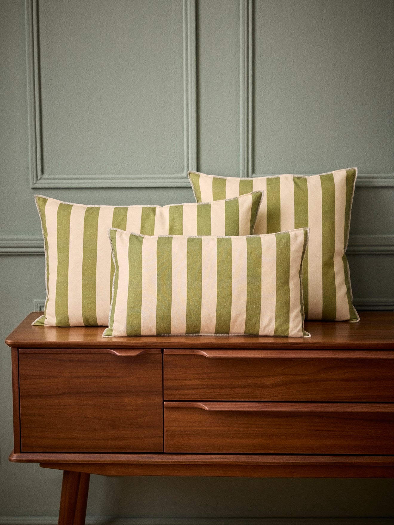 Housse de coussin rayée coton et lin