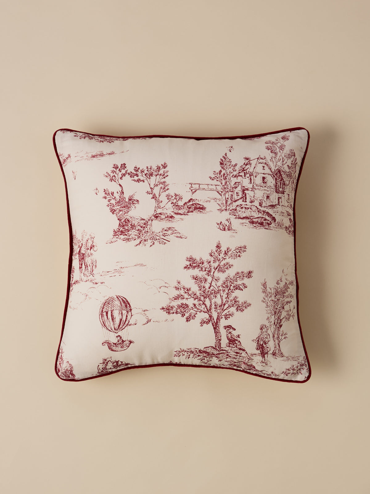 Housse de coussin esprit toile de Jouy