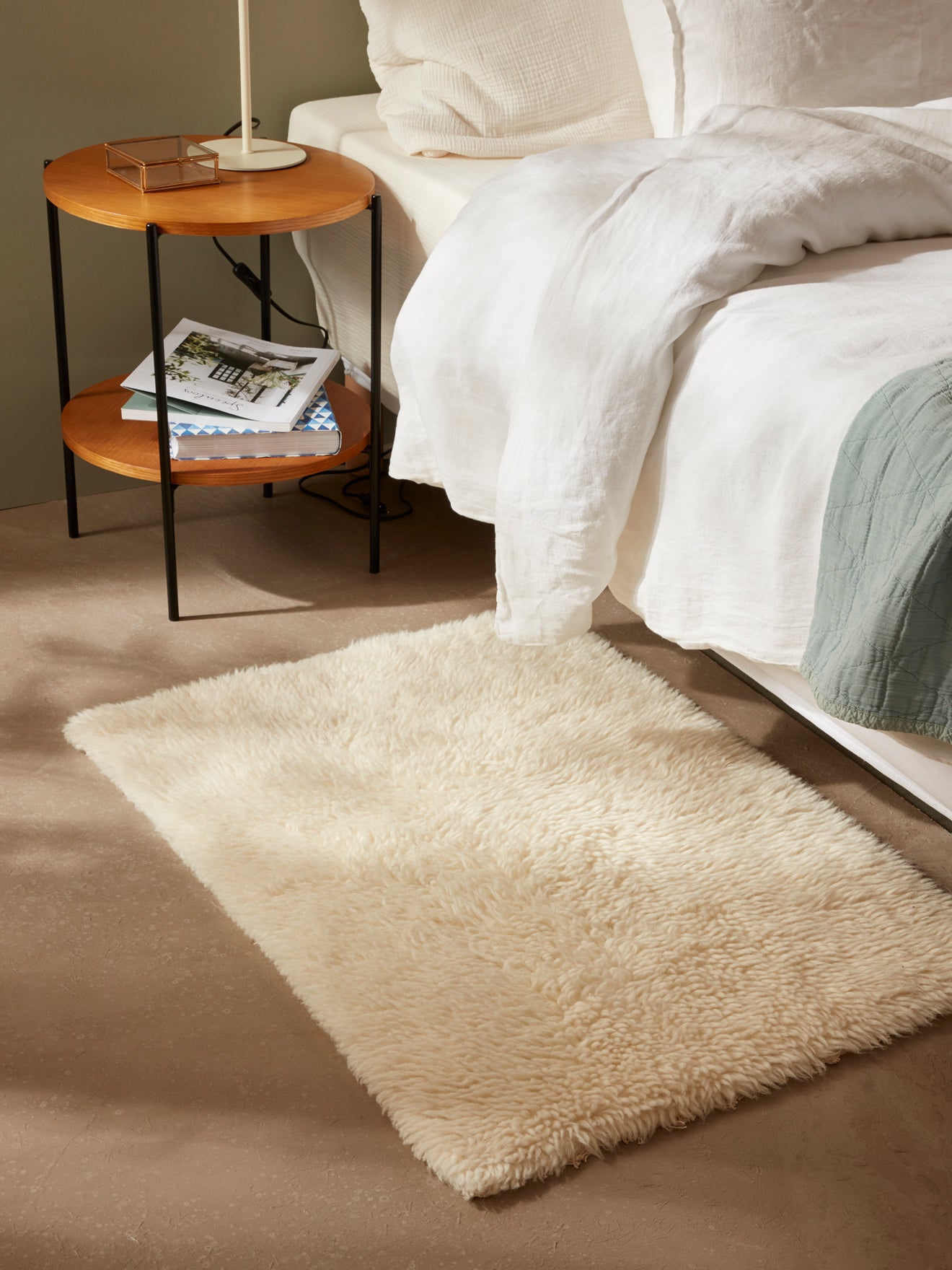 Small pure wool shaggy rug
