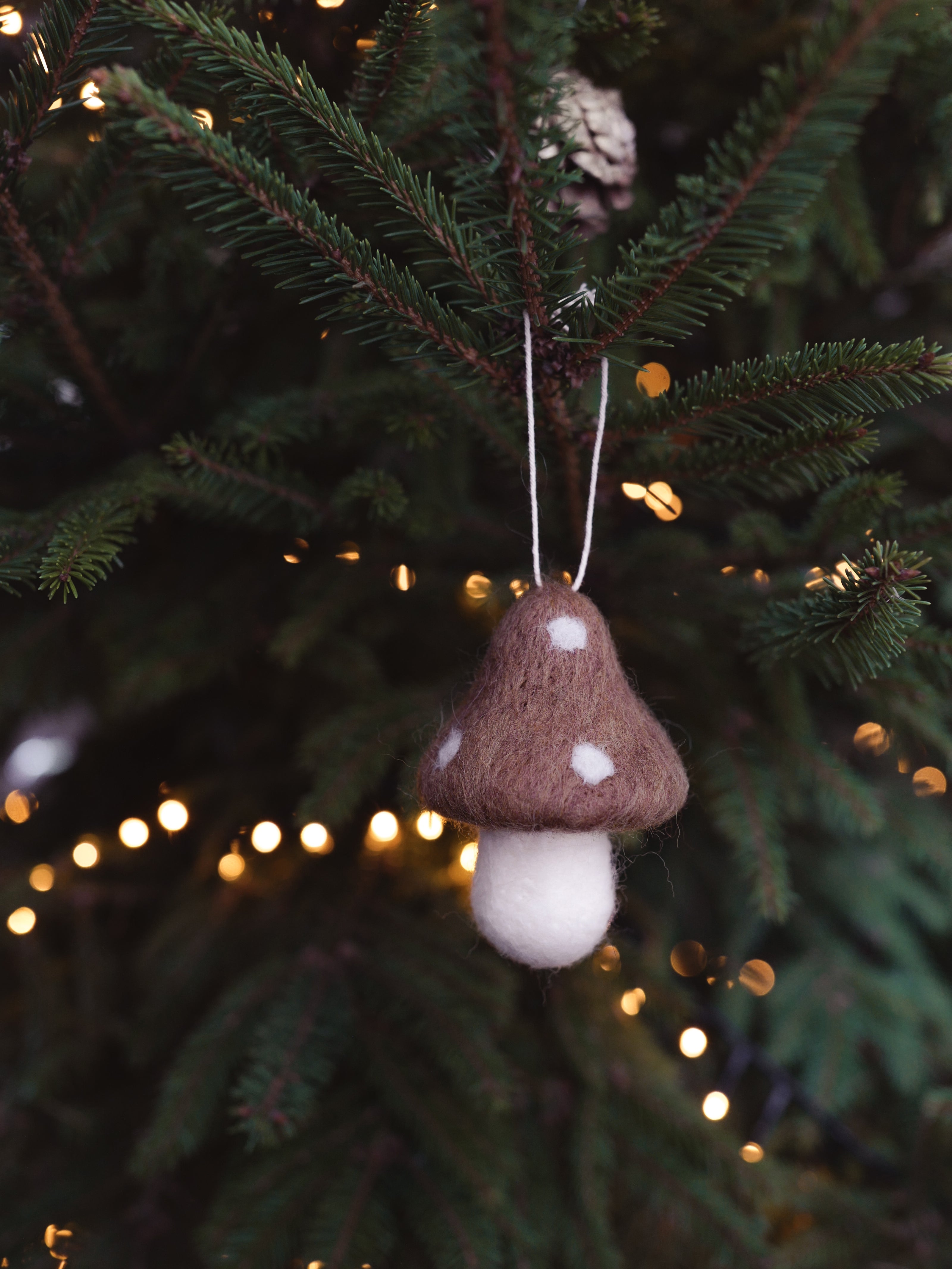 Pack of 4 felt mushrooms for hanging