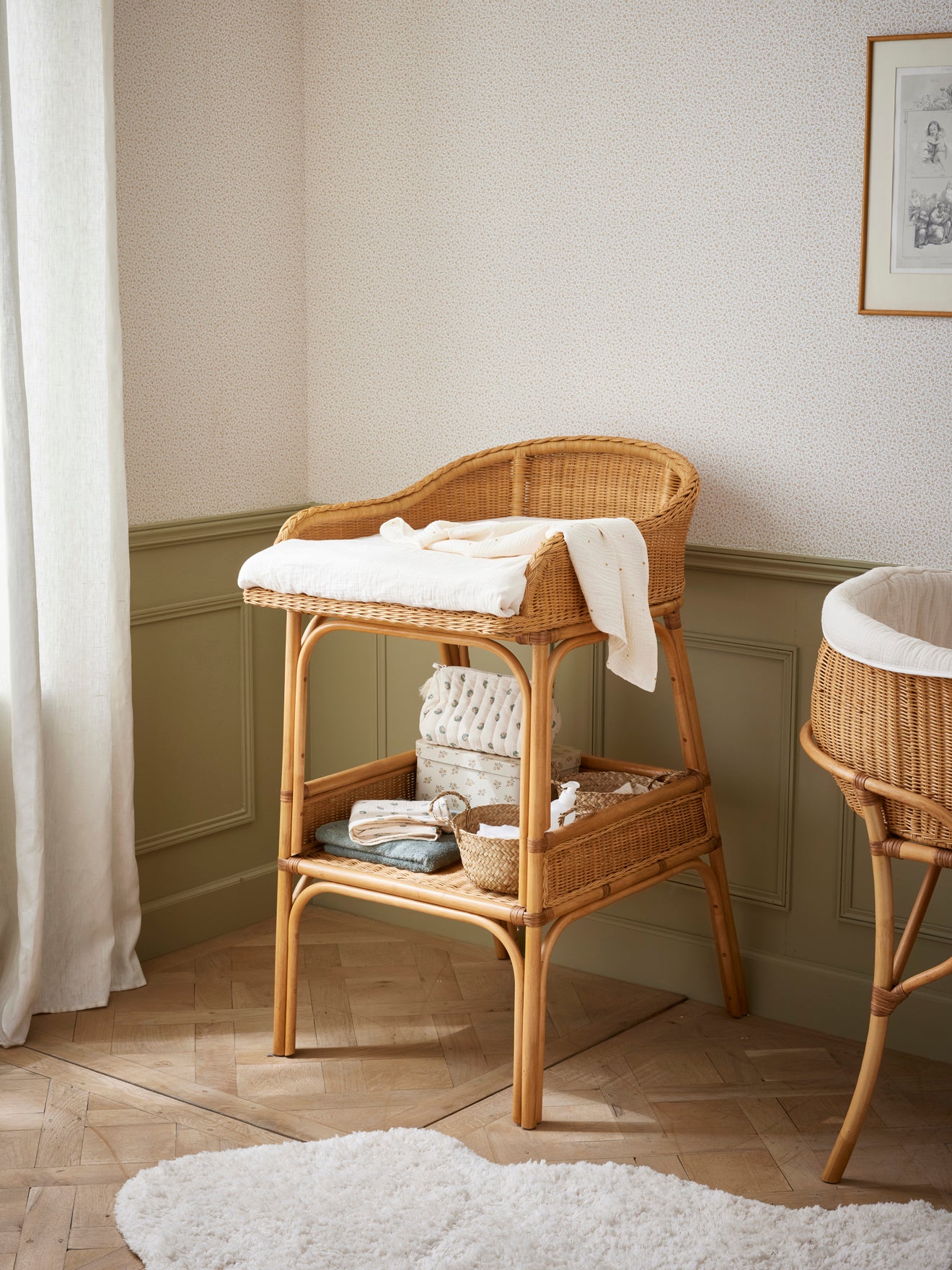 Table à langer en rotin Céleste