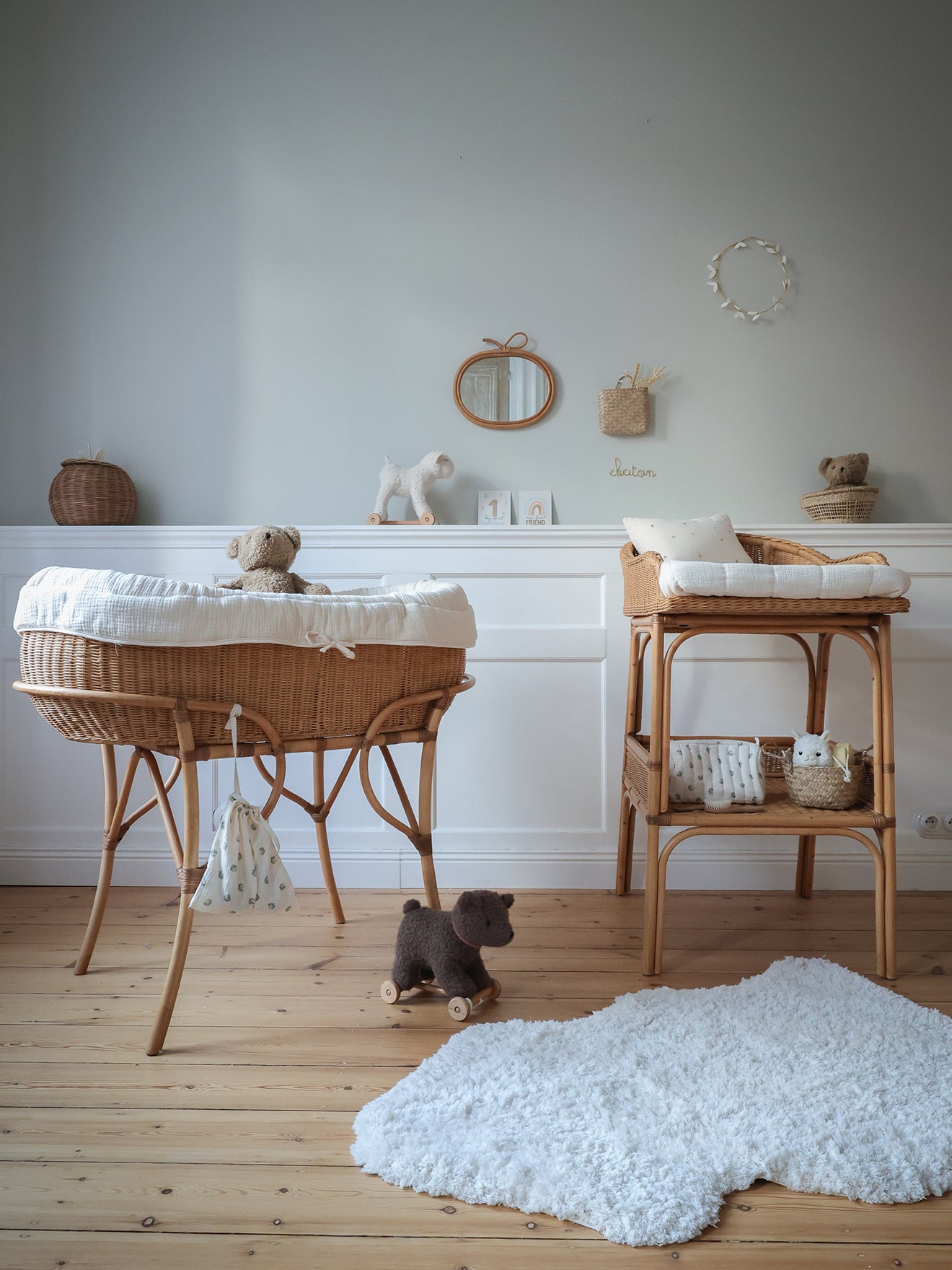 Table à langer en rotin Céleste