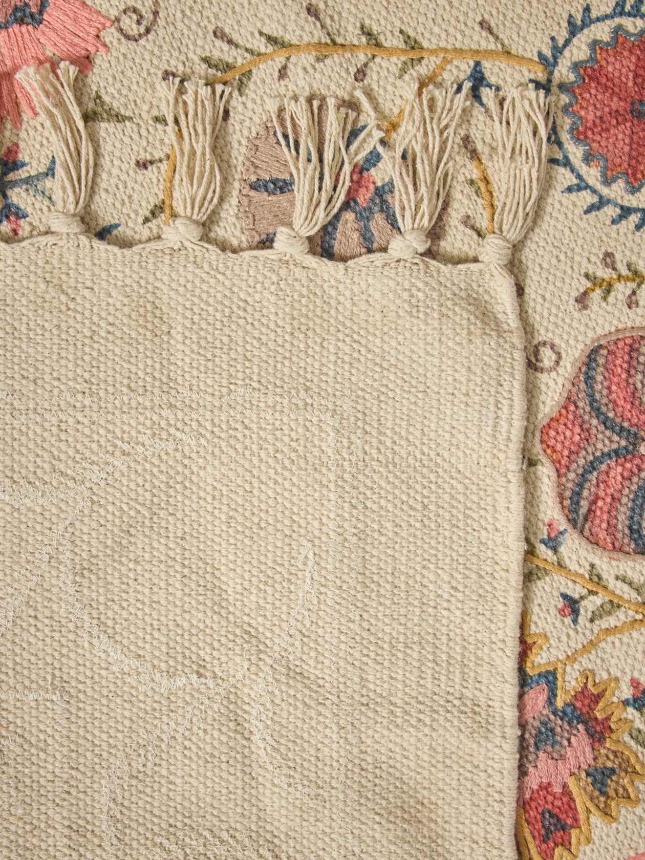 Embroidered cotton rug Flore - XL