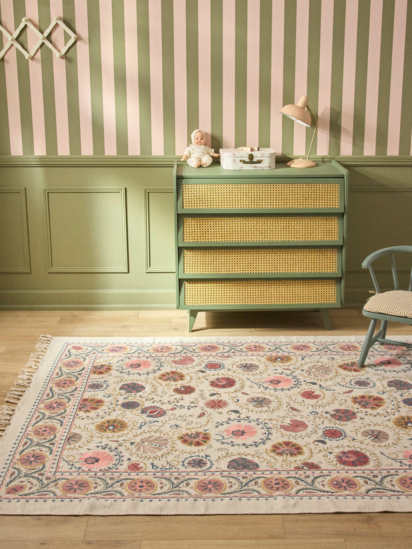 Embroidered cotton rug Flore - XL