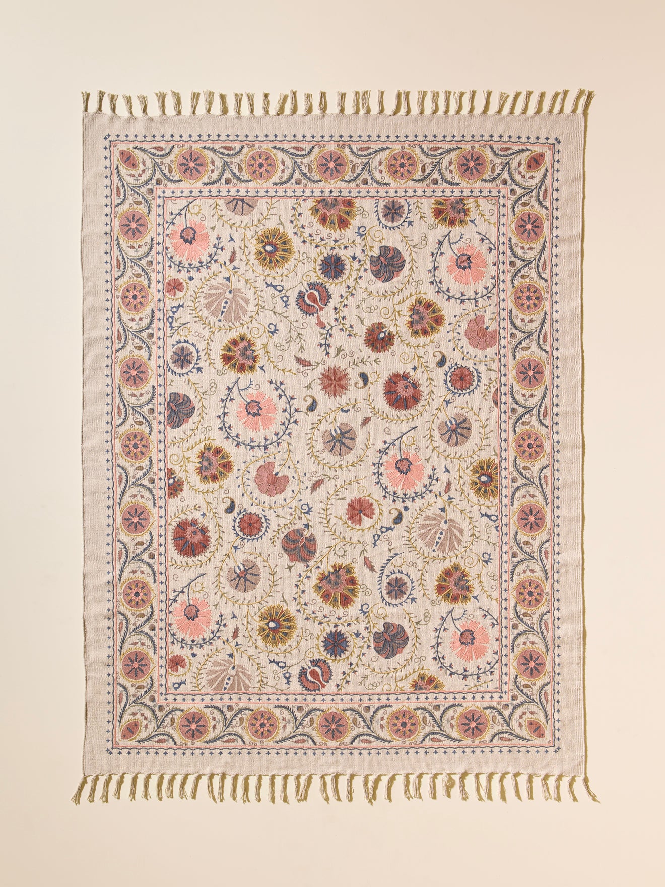 Embroidered cotton rug Flore - XL