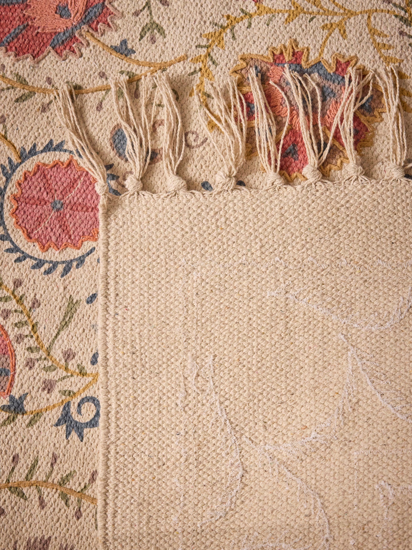 Embroidered cotton rug Flore - XL