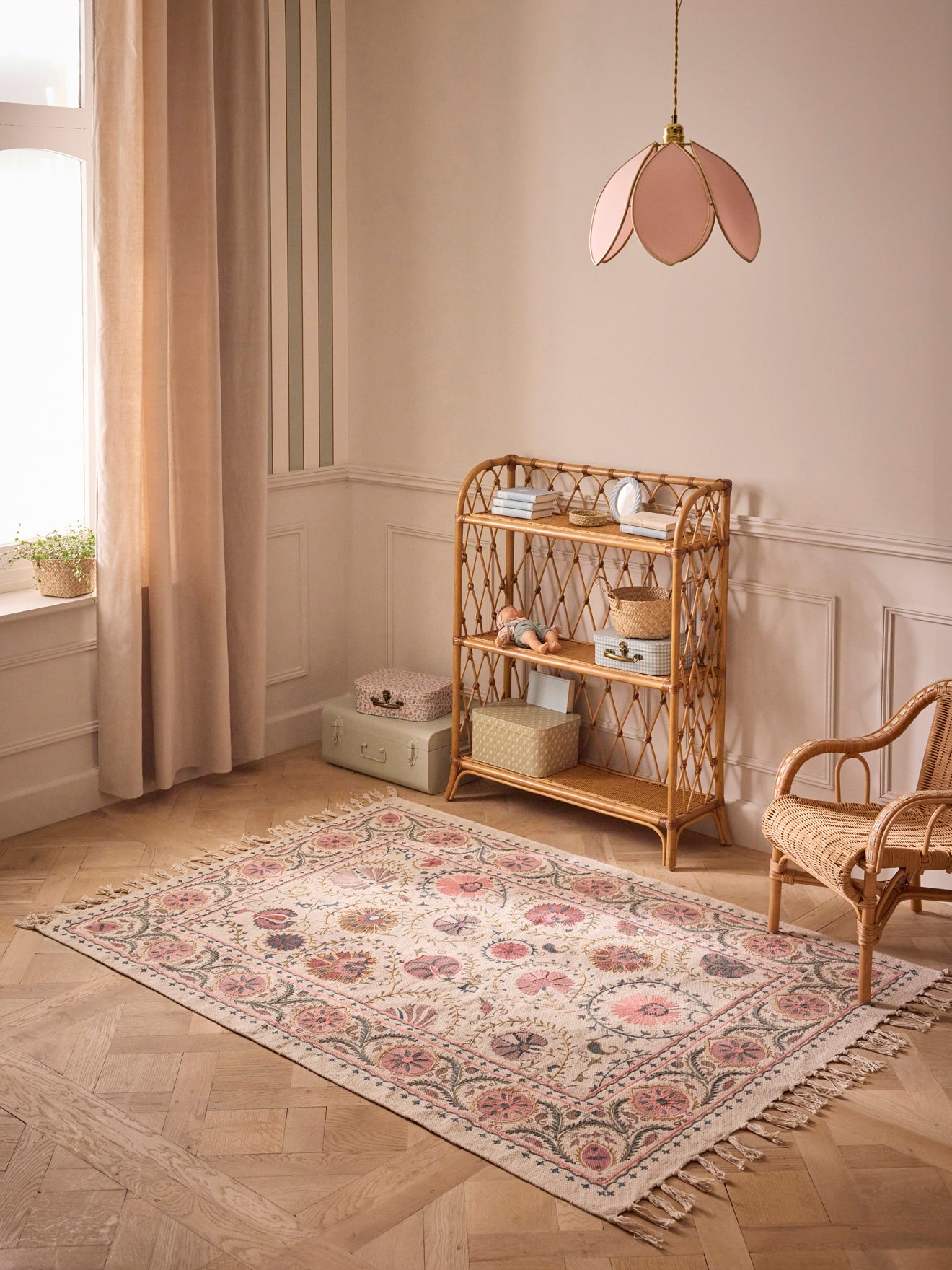 Embroidered cotton rug Flore - XL