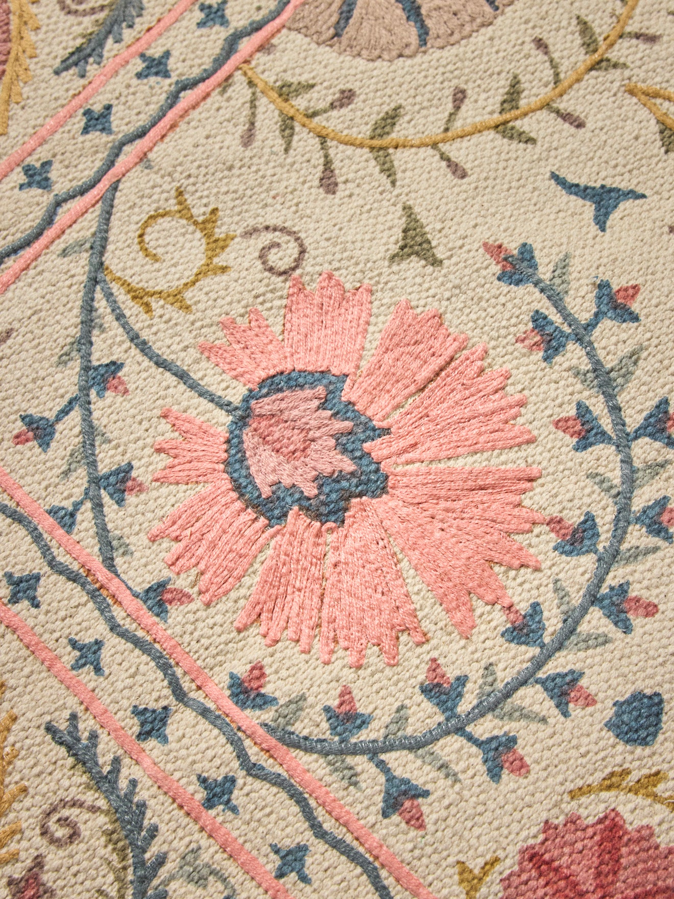 Embroidered Cotton Floral Rug - XS