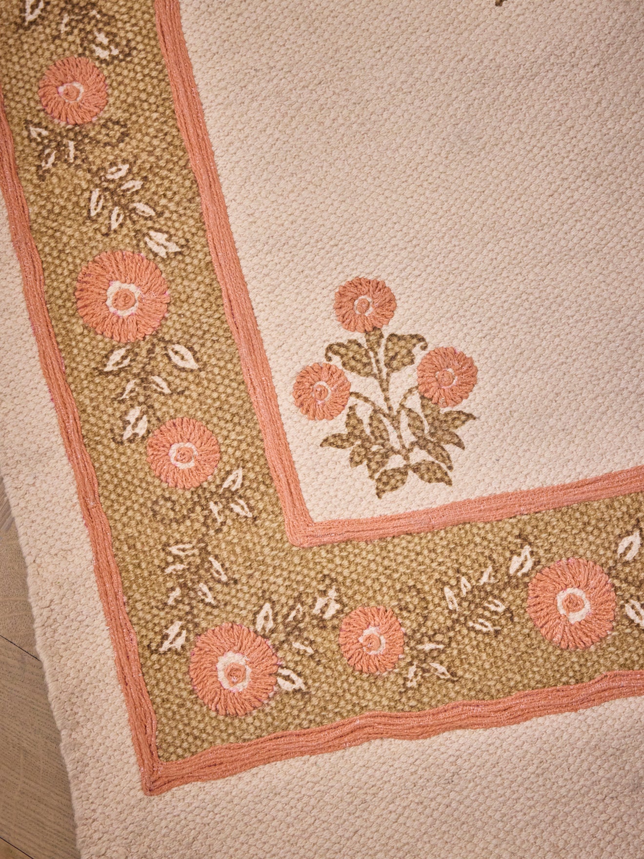 Agathe embroidered cotton rug - small