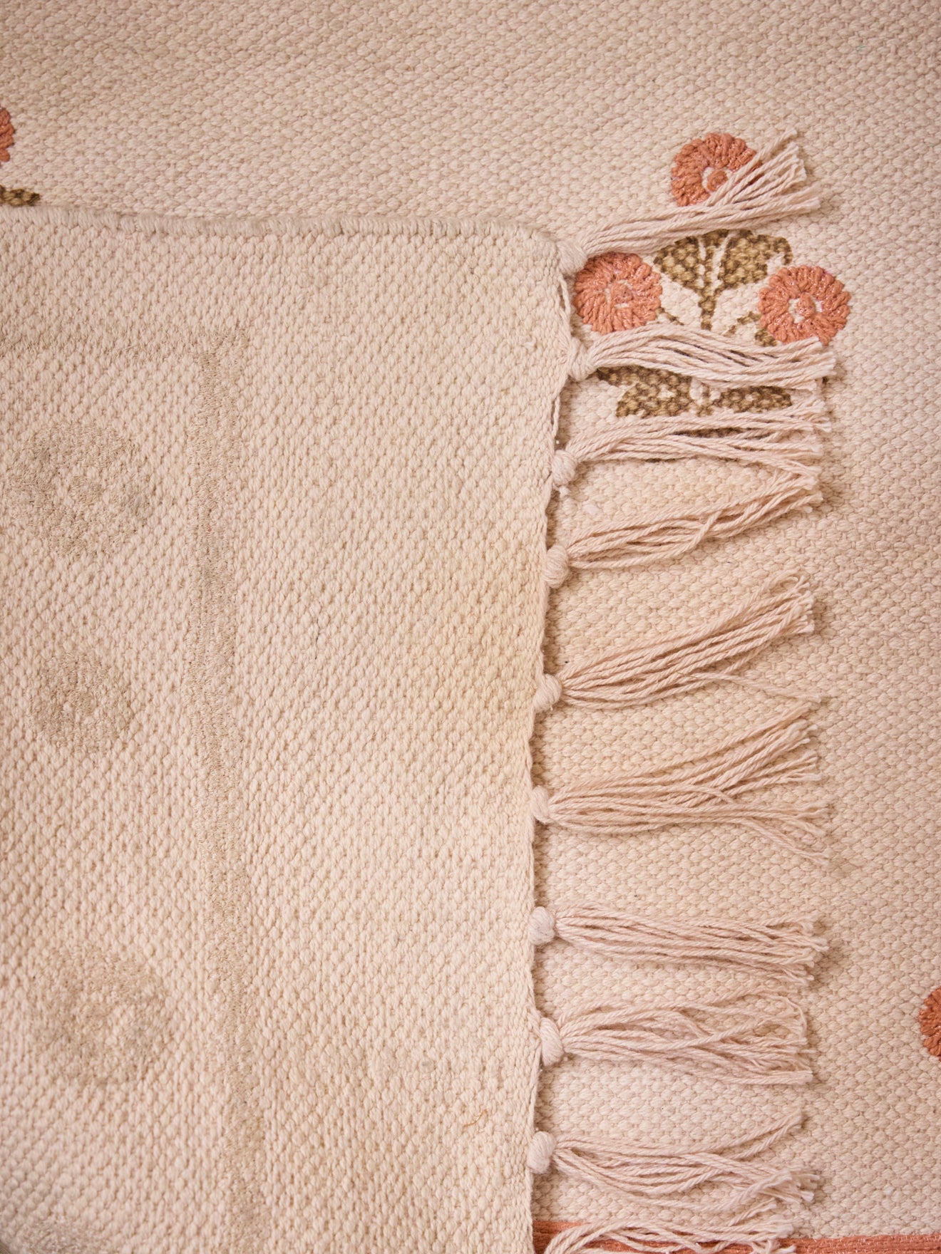 Agathe embroidered cotton rug - small