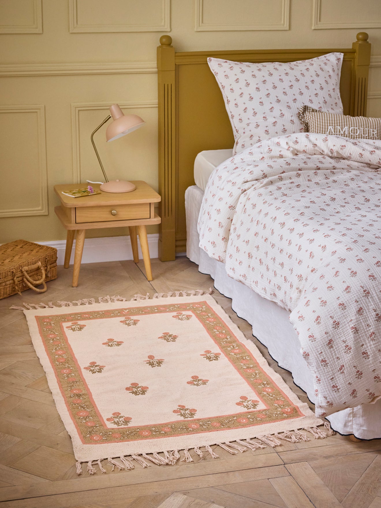 Agathe embroidered cotton rug - small