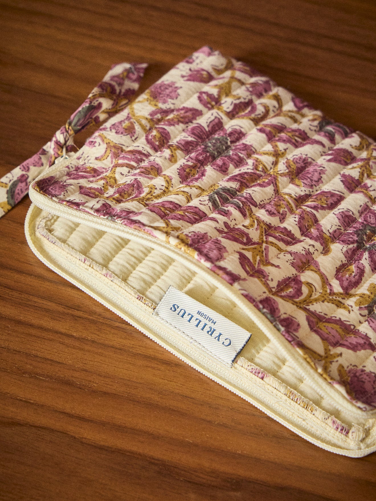 Quilted pouch made with Indian fabric