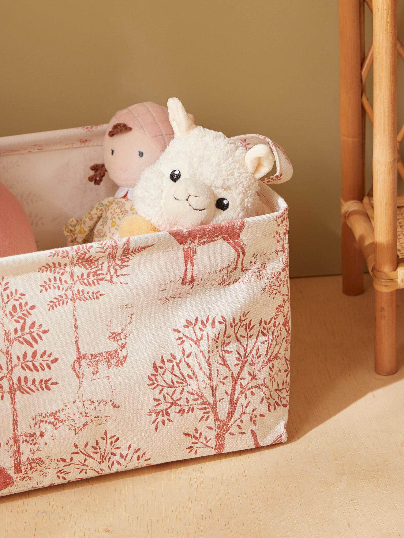 Rectangular storage bag with Toile de Jouy inspiration