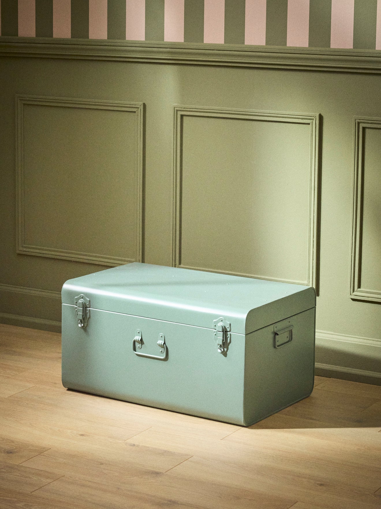Metal storage trunk