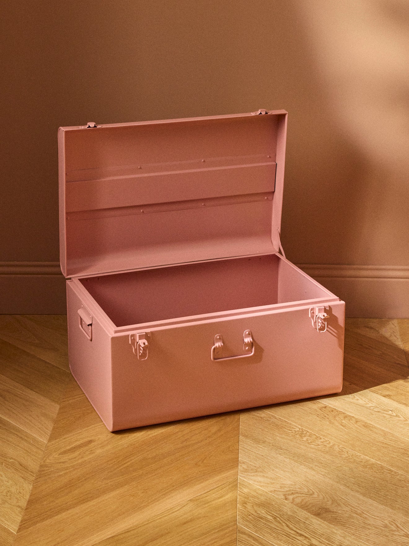 Metal storage trunk