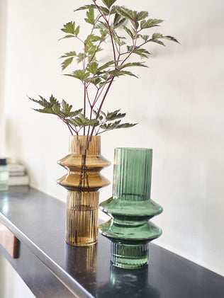 Pack of 2 Retro ridged glass vases