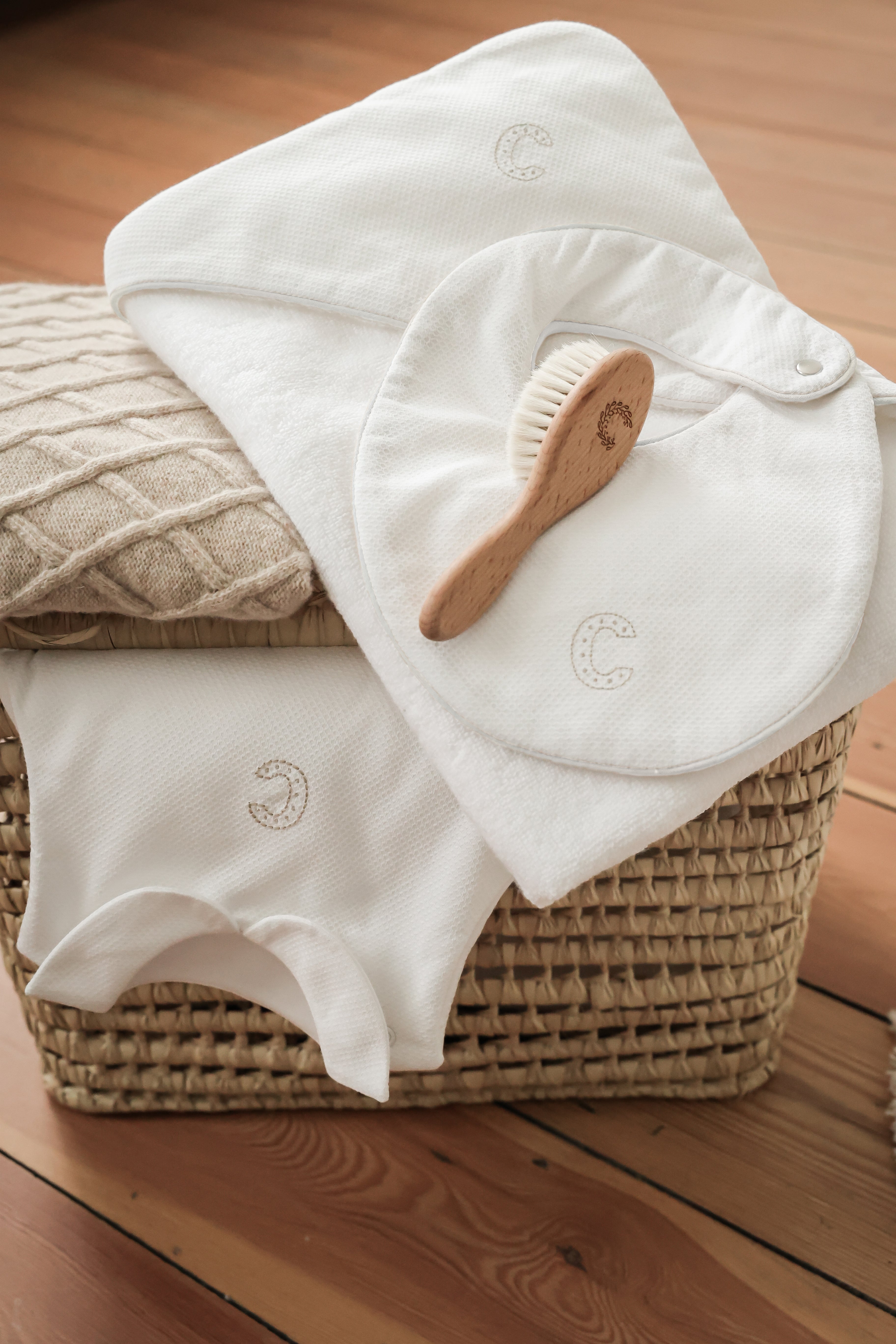 Baby's wooden brush and comb