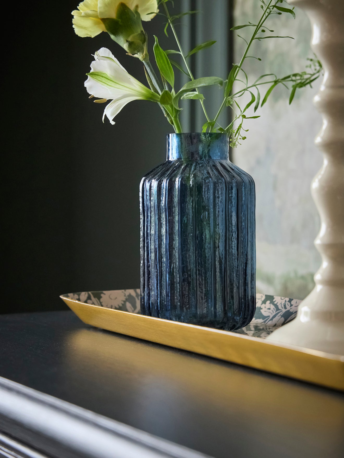 Plateau émaillé rectangle Floral