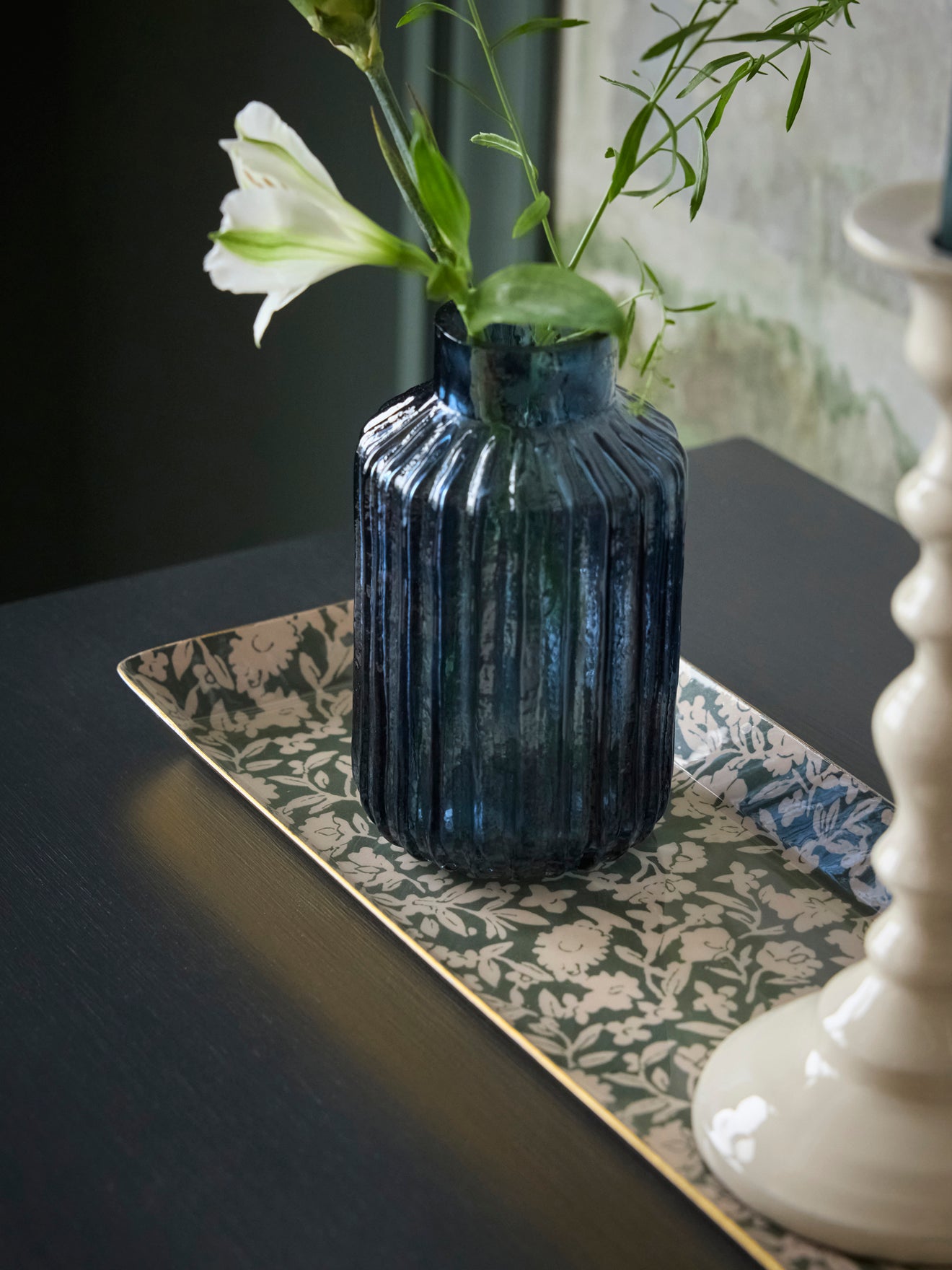 Plateau émaillé rectangle Floral